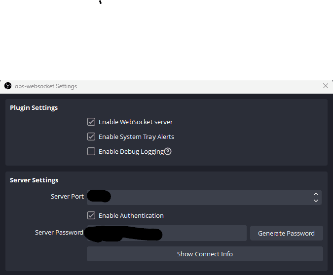 OBS Websocket Settings