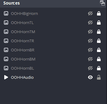 OBS Source Hierarchy for the "OOHH" screen.