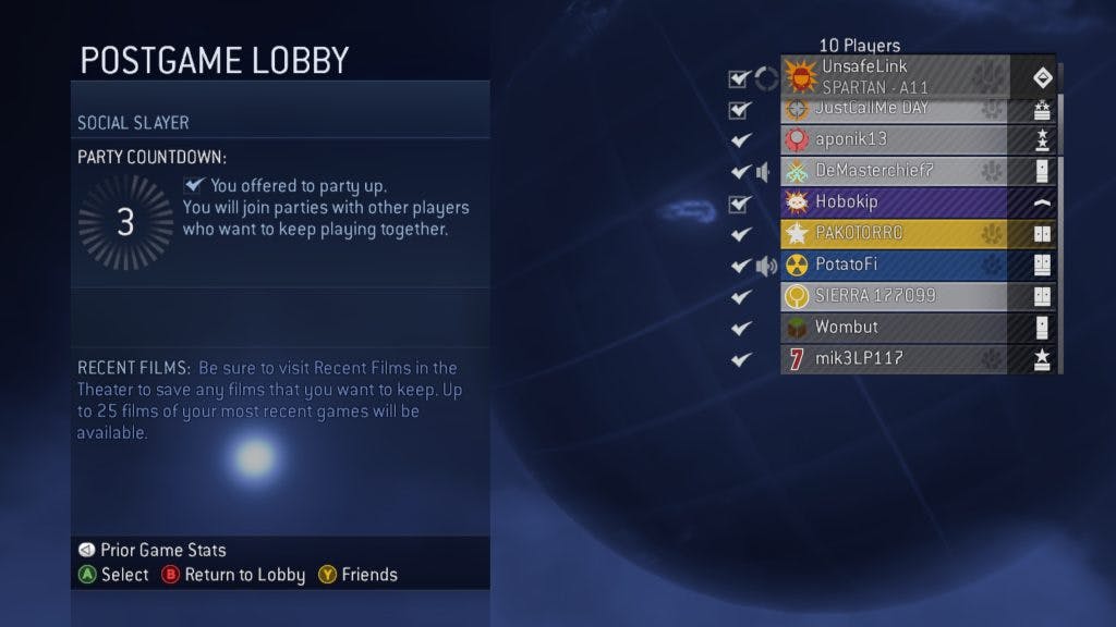 Halo 3 Matchmaking Lobby