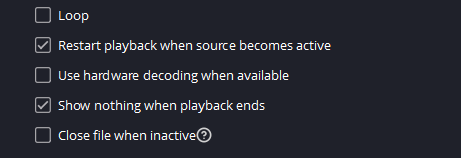 OBS Source Playback settings in media properties.