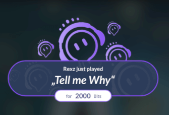 Sound Alerts Overlay showing "Tell me Why" redeemed for 2000 bits.