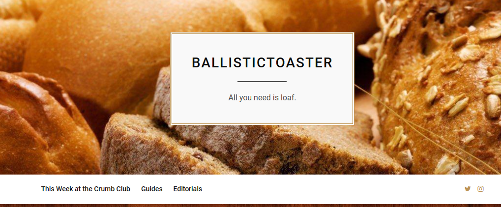 Header of BallisticToaster WordPress site.